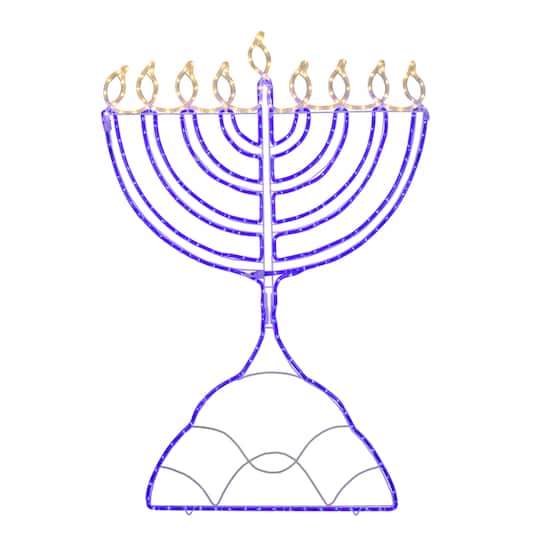 4.5ft. Warm White &#x26; Blue LED Hanukkah Menorah
